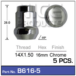 Chrome Nuts Pkt 5 B616-5 - Nice Products | Universal Auto Spares