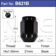Black Wheel Nut B621B - Nice Products | Universal Auto Spares