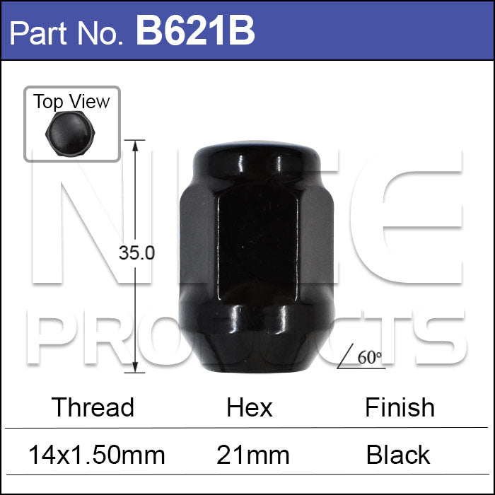 Black Wheel Nut B621B - Nice Products | Universal Auto Spares