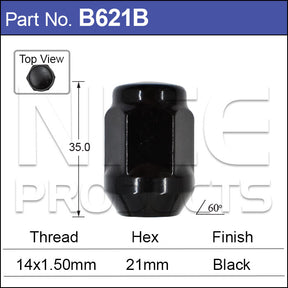 Black Wheel Nut B621B - Nice Products | Universal Auto Spares