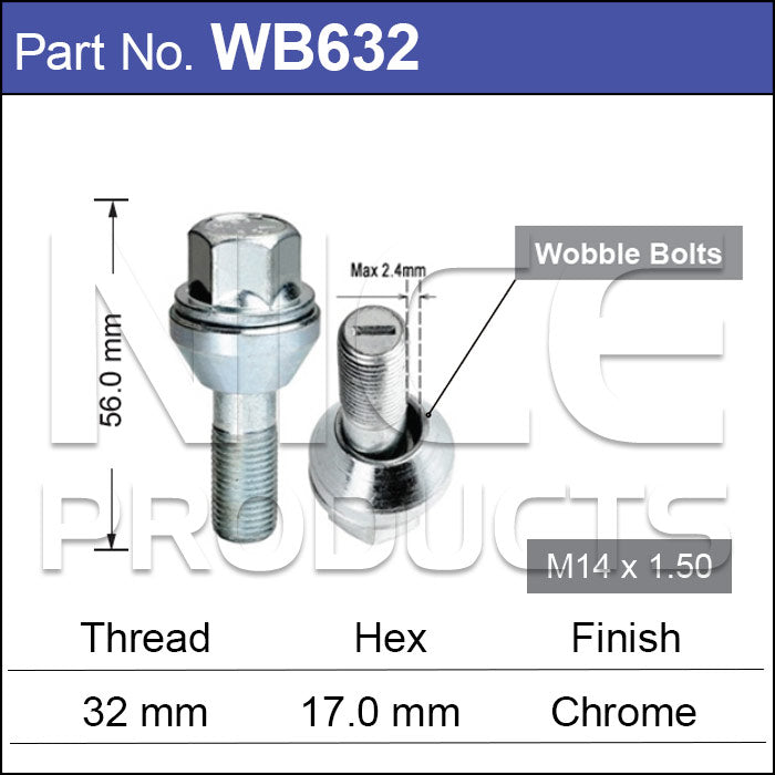 Wobble Bolt 14x1.5 WB632 - Nice Products | Universal Auto Spares