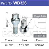 Wobble Bolt 12x1.5 WB326 - Nice Products | Universal Auto Spares