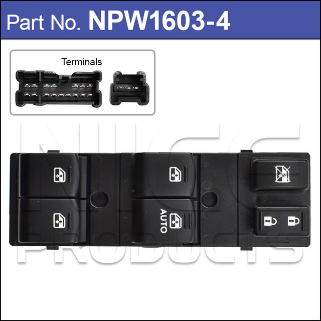 Power Window Switch NPW1603-4 - Nice Products | Universal Auto Spares