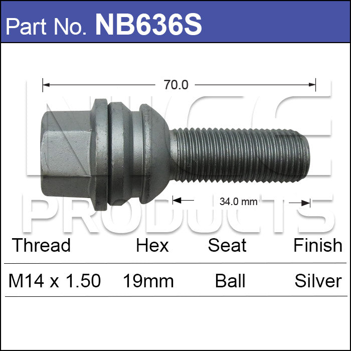 WHEEL BOLT NB636S - Nice Products | Universal Auto Spares