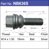 WHEEL BOLT NB636S - Nice Products | Universal Auto Spares