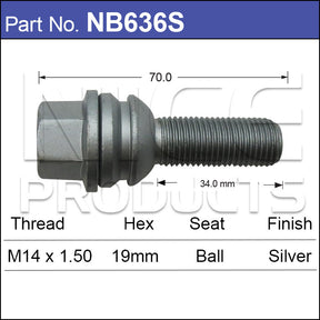 WHEEL BOLT NB636S - Nice Products | Universal Auto Spares