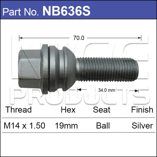 WHEEL BOLT NB636S - Nice Products | Universal Auto Spares
