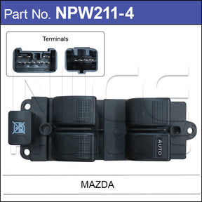 Power Window Switch 11p NPW211-4 - Nice Products | Universal Auto Spares