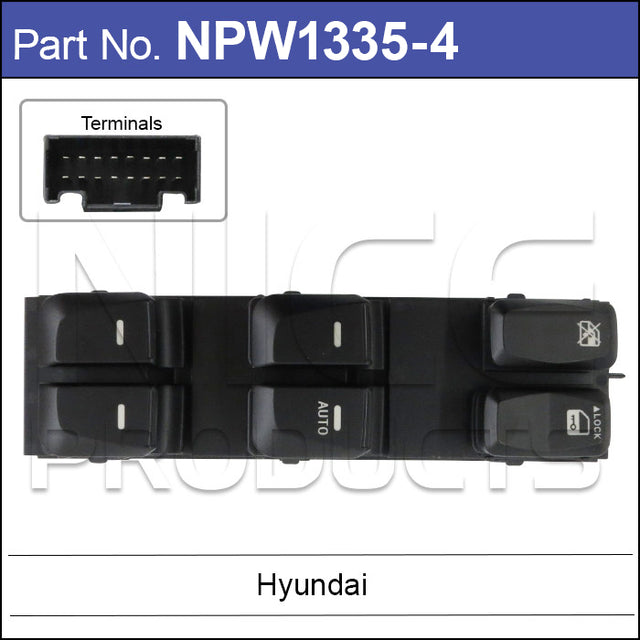 Power Window Switch 4 Button NPW1335-4 - Nice Products | Universal Auto Spares