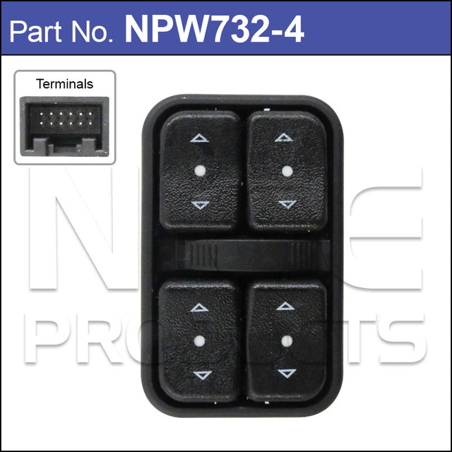 Power Window Switch NPW732-4 - Nice Products | Universal Auto Spares