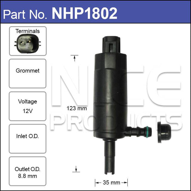 Headlight Washer Pump NHP1802 - Nice Products | Universal Auto Spares