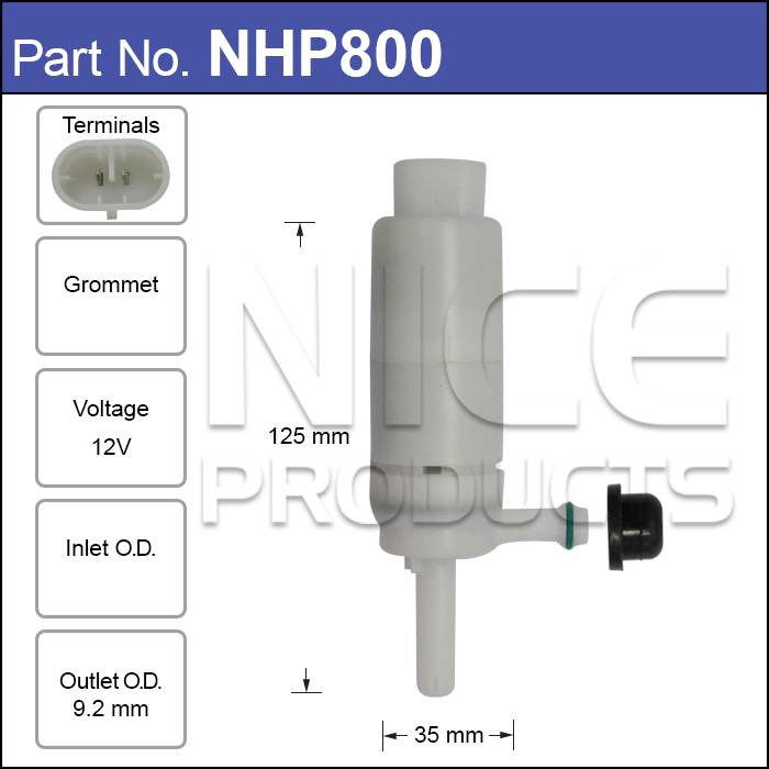 HeadLight Washer Pump NHP800 - Nice Products | Universal Auto Spares