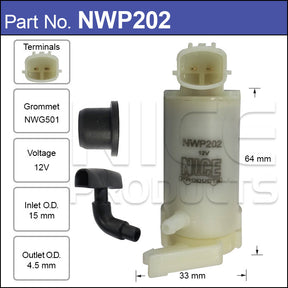 Washer Pump NWP202 - Nice Products | Universal Auto Spares