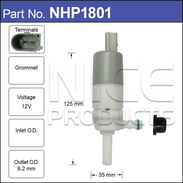 HeadLight Washer Pump NHP1801 - Nice Products | Universal Auto Spares