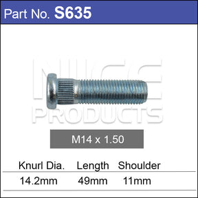 Wheel Stud S635 - Nice Products | Universal Auto Spares
