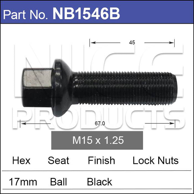 Wheel Bolt Black NB1546B - Nice Products | Universal Auto Spares