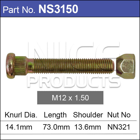 Long Stud & Nut NS3150 - Nice Products | Universal Auto Spares