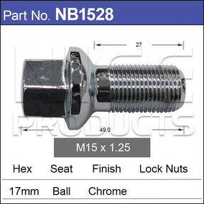 15x1.25 Wheel Bolt NB1528 - Nice Products | Universal Auto Spares