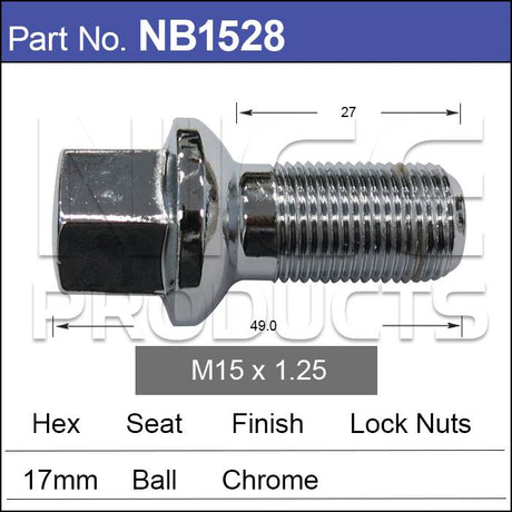 15x1.25 Wheel Bolt NB1528 - Nice Products | Universal Auto Spares