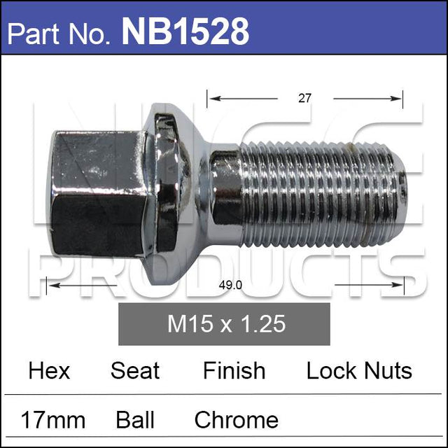 15x1.25 Wheel Bolt NB1528 - Nice Products | Universal Auto Spares