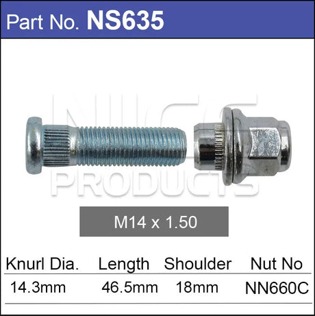 Wheel Stud & Nut NS635 - Nice Products | Universal Auto Spares