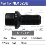 Wheel Bolt Black NB1528B - Nice Products | Universal Auto Spares