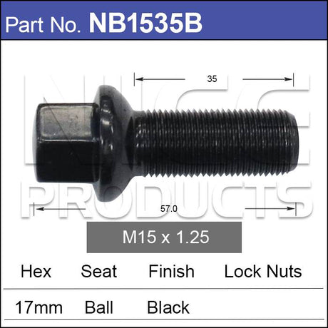Wheel Bolt Black NB1535B - Nice Products | Universal Auto Spares