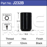 Allen Key Nut 1/2 UNF Black J232B - Nice Products | Universal Auto Spares