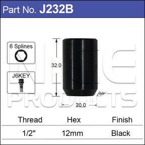 Allen Key Nut 1/2 UNF Black J232B - Nice Products | Universal Auto Spares