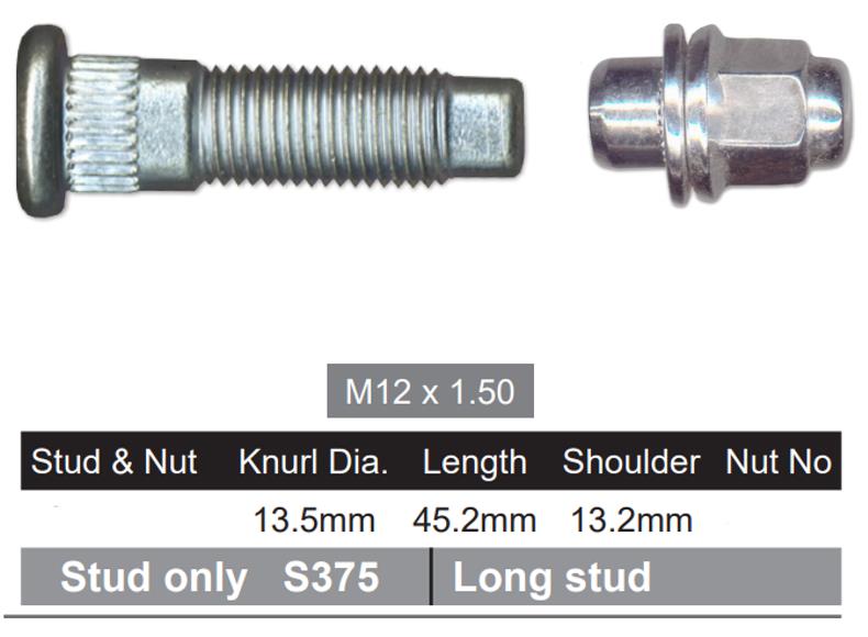 Wheel Stud & Nut NS375J - Nice Products | Universal Auto Spares
