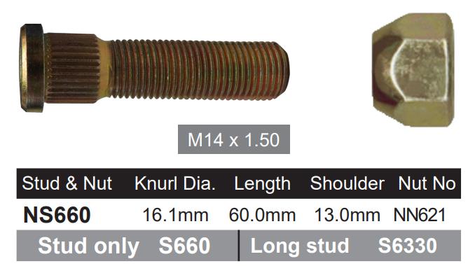 Wheel Stud & Nut NS660 - Nice Products | Universal Auto Spares