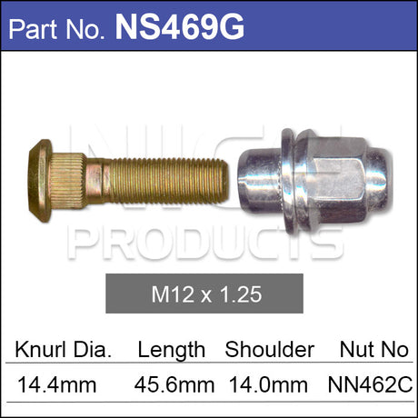 Wheel Stud & Nut NS469G - Nice Products | Universal Auto Spares