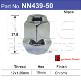 Chrome Nuts pk50 NN439-50 - Nice Products | Universal Auto Spares