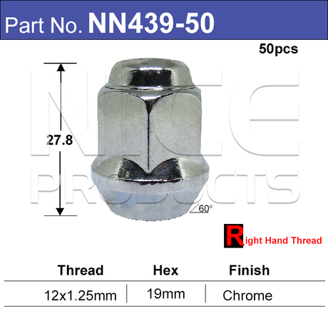 Chrome Nuts pk50 NN439-50 - Nice Products | Universal Auto Spares
