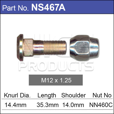 Wheel Stud & Nut NS467A - Nice Products | Universal Auto Spares
