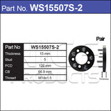 Wheel Spacers + Studs PAIR WS15507S-2 - Nice Products | Universal Auto Spares