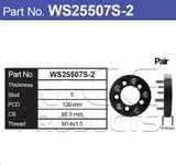 Wheel Spacers + Studs PAIR WS25507S-2 - Nice Products | Universal Auto Spares