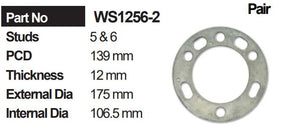 Wheel Spacers (Pair) WS1256-2 - Nice Products | Universal Auto Spares
