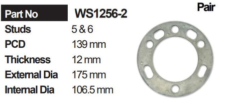 Wheel Spacers (Pair) WS1256-2 - Nice Products | Universal Auto Spares