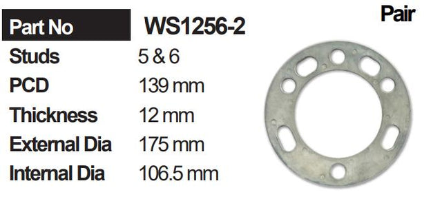 Wheel Spacers (Pair) WS1256-2 - Nice Products | Universal Auto Spares