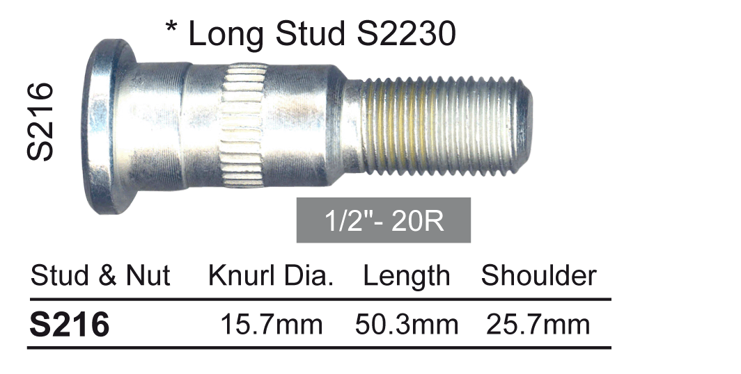 Wheel Stud (223) S216 - Nice Products | Universal Auto Spares
