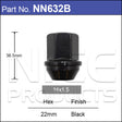 Black Wheel Nut NN632B - Nice Products | Universal Auto Spares