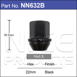 Black Wheel Nut NN632B - Nice Products | Universal Auto Spares