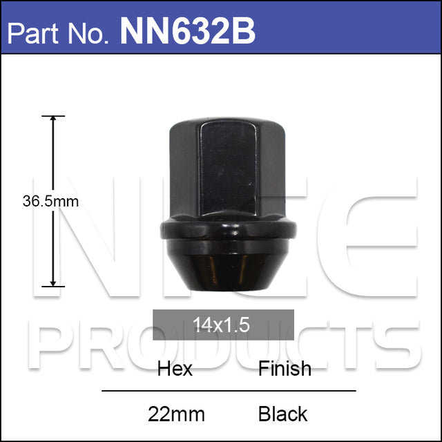Black Wheel Nut NN632B - Nice Products | Universal Auto Spares