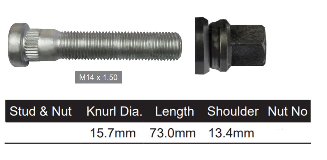Wheel Stud and Nut NS6120E - Nice Products | Universal Auto Spares