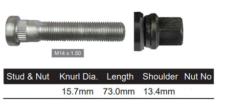 Wheel Stud and Nut NS6120E - Nice Products | Universal Auto Spares