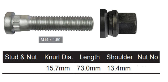 Wheel Stud and Nut NS6120E - Nice Products | Universal Auto Spares