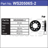 Wheel Spacers + Studs PAIR WS20506S-2 - Nice Products | Universal Auto Spares