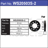 Wheel Spacers + Studs PAIR WS20503S-2 - Nice Products | Universal Auto Spares
