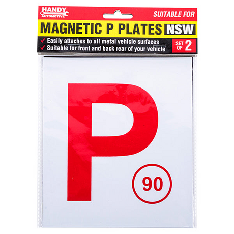 Magnetic P Plate Red NSW 2 Pack - Handy Automotive | Universal Auto Spares